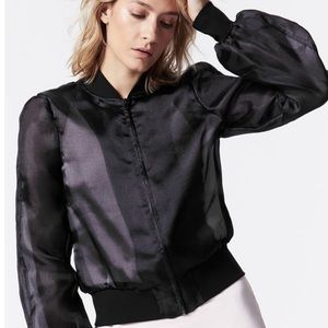 Carbon38 Black Sheer Bomber Jacket L